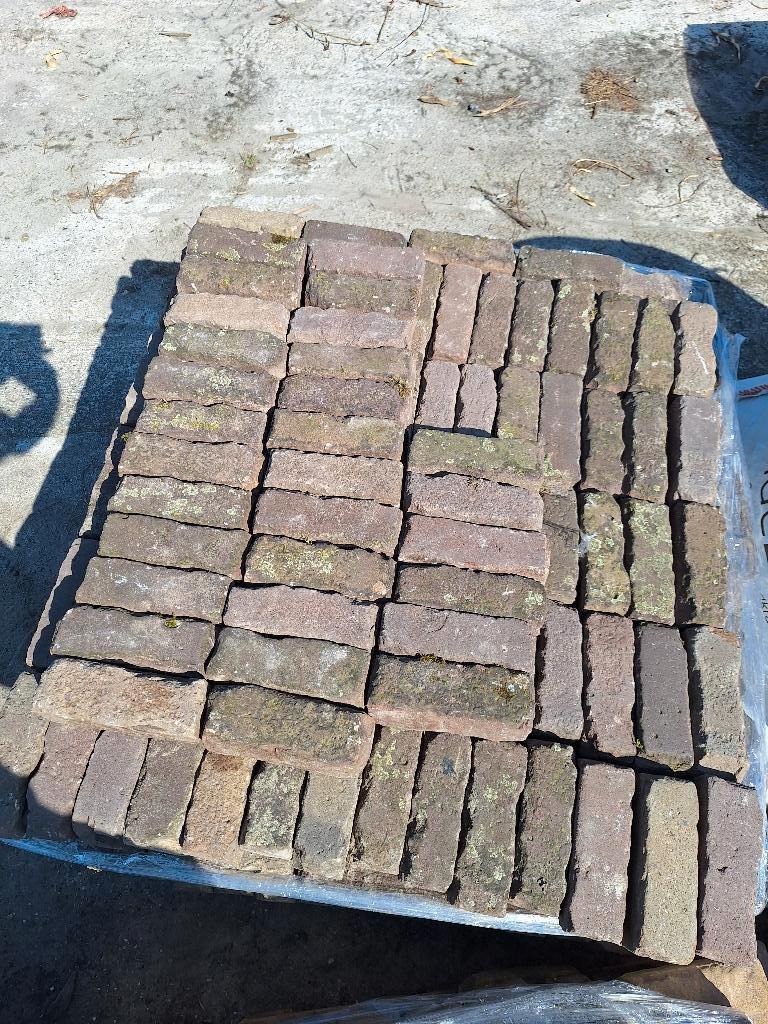 TE KOOP 6,5 M2 OUDE GEBAKKEN KLINKERS 7-DUIMERS, Ophalen, Gebruikt, 5 tot 10 m², Klinkers