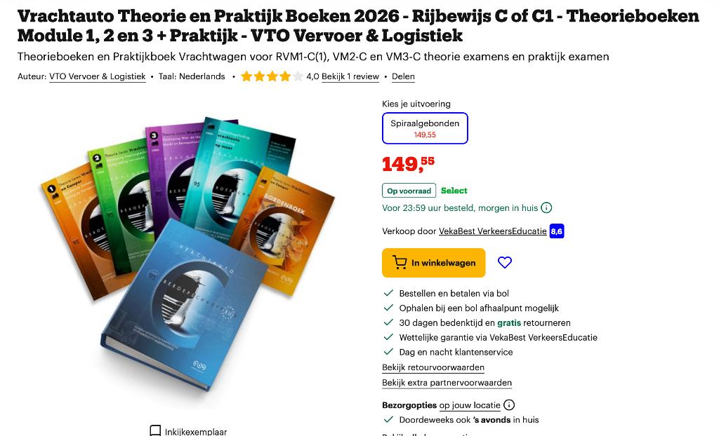 Vrachtauto Theorie en Praktijk Boeken 2026, Ophalen, Beta, Zo goed als nieuw, MBO