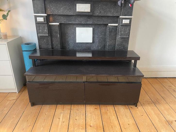 Modern TV Stand – Dark Wood – Storage + Shelves – Maastricht, Huis en Inrichting, Kasten | Televisiemeubels, Zo goed als nieuw