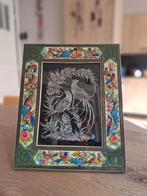 Perzisch minakari kunstpaneel met zilverreliëf, Ophalen of Verzenden