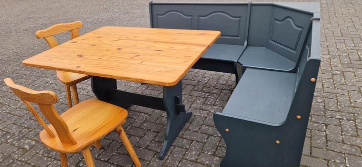 Schitterend massief hout Oostenrijkse Duitse Eethoek zithoek, Huis en Inrichting, Banken | Complete zithoeken, Gebruikt, Hout