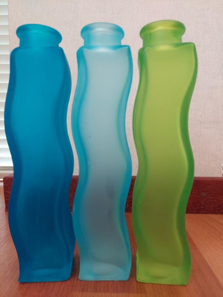 Vaasjes, Blauw, Ophalen of Verzenden, Minder dan 50 cm, Glas