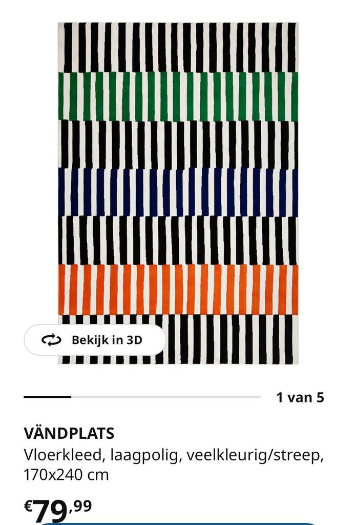 Ikea vloerkleed Våndplats, nieuw, Ophalen, 150 tot 200 cm, Zwart, Rechthoekig