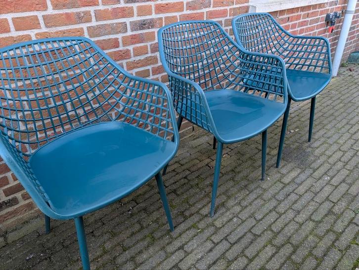 3 Groene Tuinstoelen, Tuin en Terras, Tuinstoelen, Gebruikt, Kunststof, Ophalen