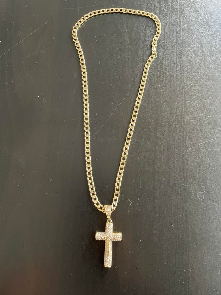 gouden ketting 14 krt verguld Double, Ophalen of Verzenden, Zo goed als nieuw, Goud