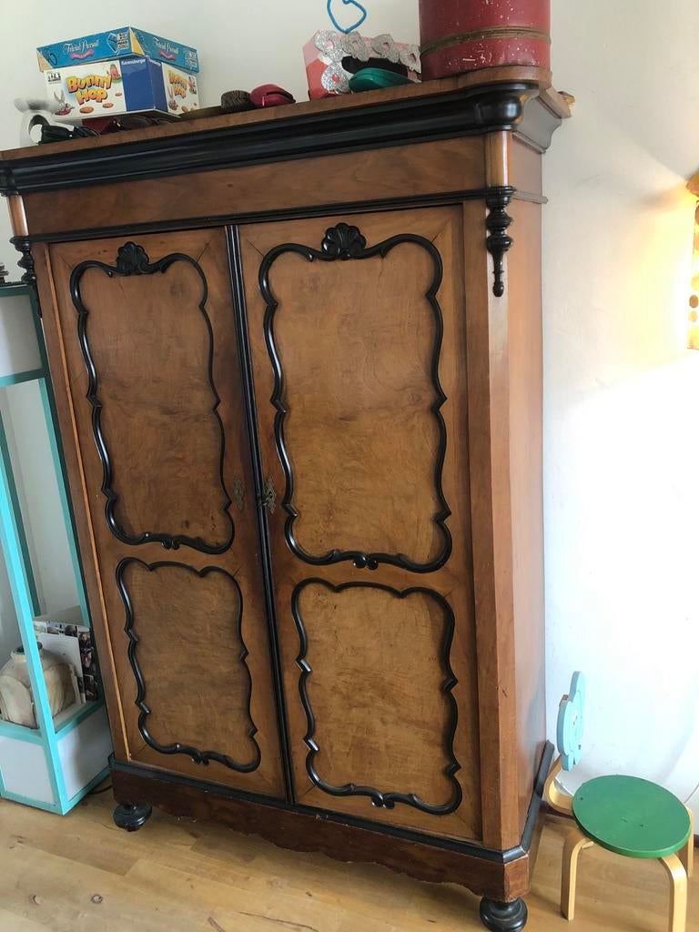 Houten vintage kast met 2 laden en 4 planken, Ophalen