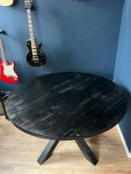 Zwarte ronde eettafel, Ophalen, Gebruikt, 100 tot 150 cm, Rond