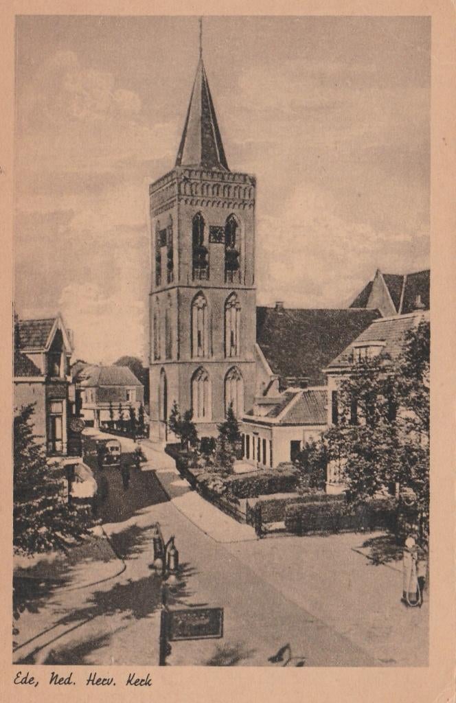 EDE Ned. Herv. Kerk met Shell Pomp, Verzamelen, Verzenden, 1940 tot 1960, Ongelopen, Gelderland