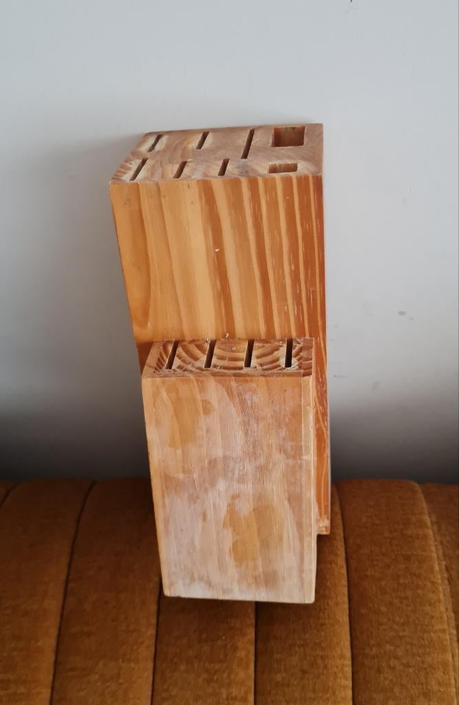 Houten messenblok - goed maar verkleurd, Ophalen of Verzenden, Gebruikt, Hout, Los bestek