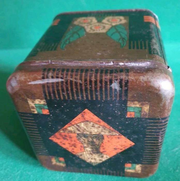 Vintage blikken trommel Art Deco decoratie Amsterdamsche Tin, Verzamelen, Blikken, Ophalen of Verzenden, Gebruikt, Koek(jes), Overige merken