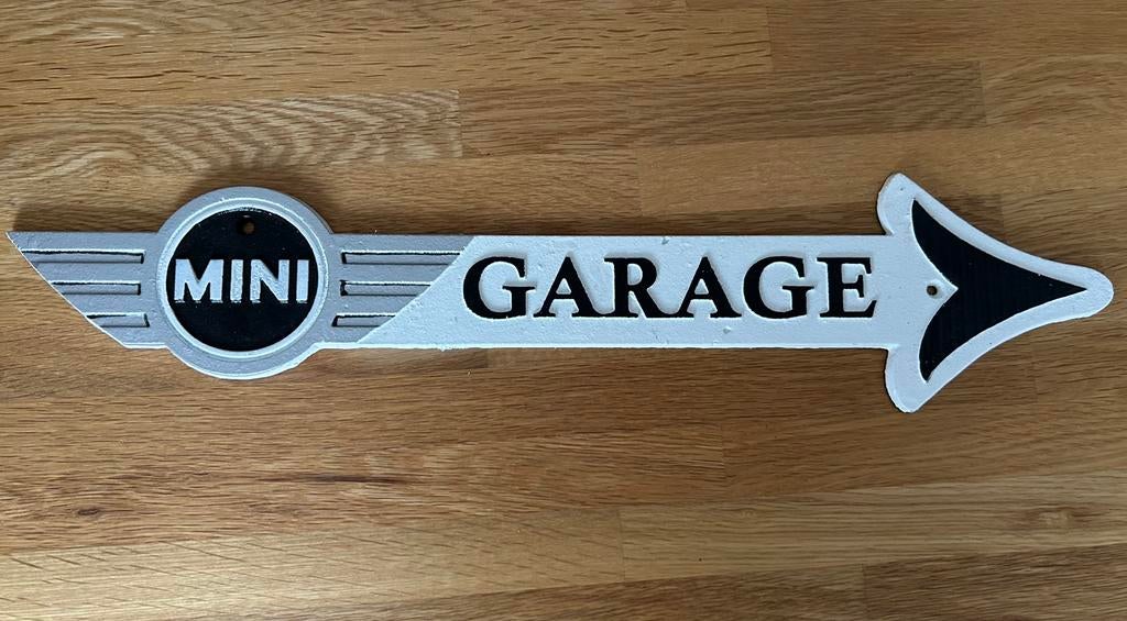 Mini garage gietijzeren wandbord mancave, Ophalen of Verzenden, Nieuw, Reclamebord