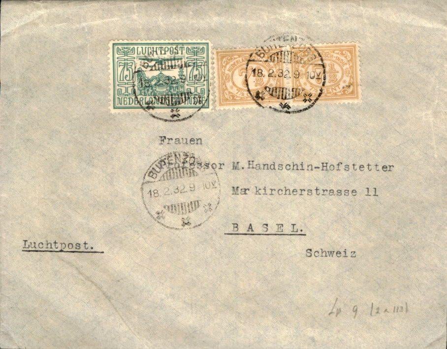 Nederlands Indië - Zwitserland - Luchtpost - 1932, Verzenden, Briefkaart