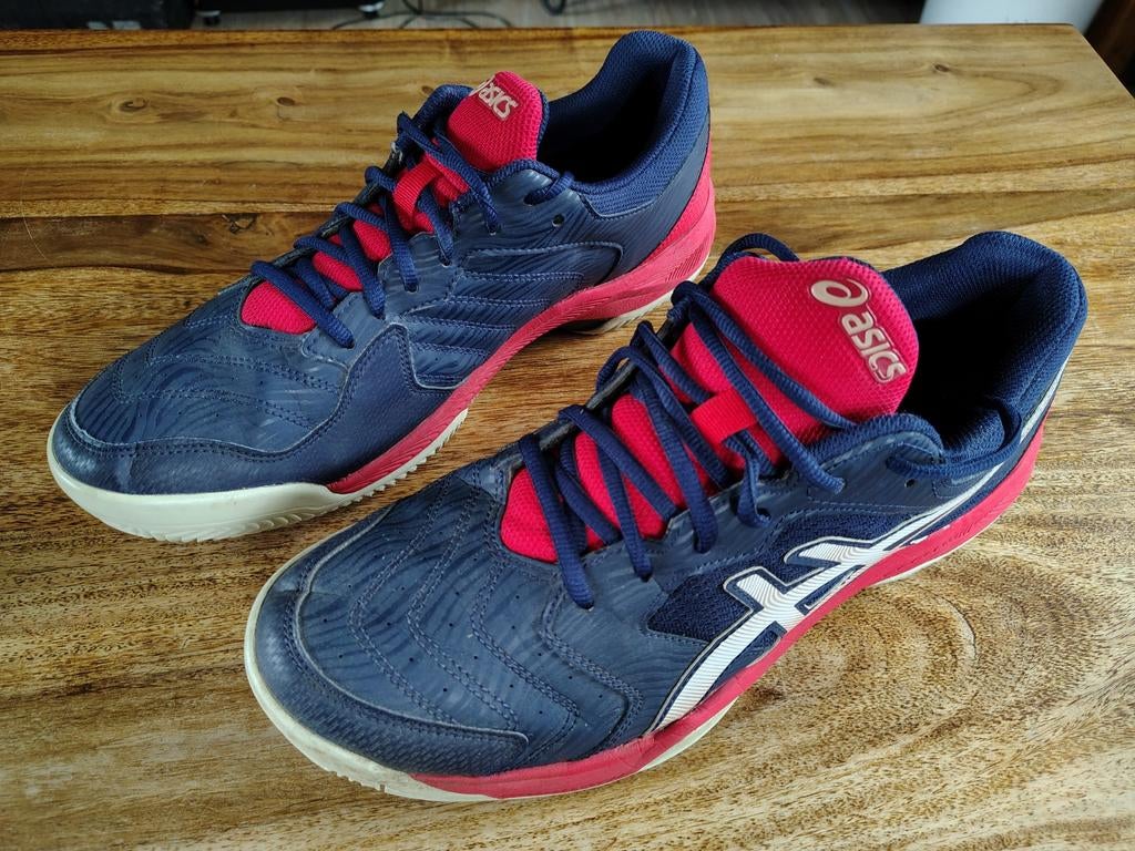 Asics tennisschoenen heren maat 45/46 donkerblauw gravel, Ophalen of Verzenden, Gebruikt, Schoenen, Overige merken