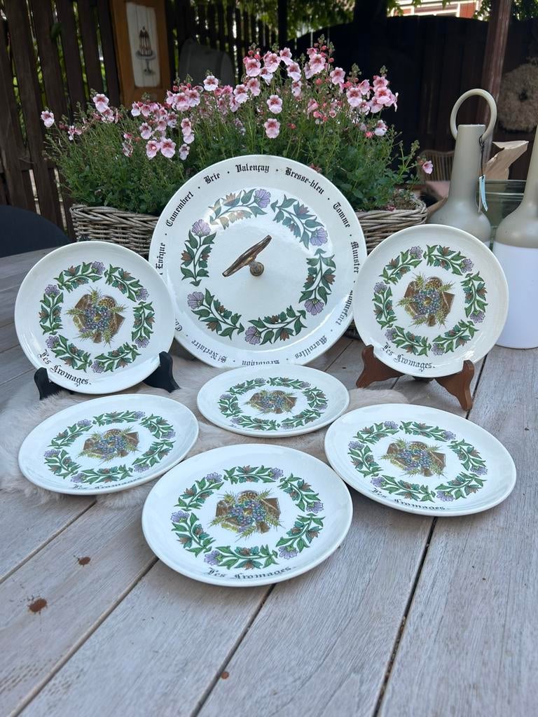 Gien kaas dessert servies uit frankrijk 7stks, Antiek en Kunst, Antiek | Servies compleet, Ophalen