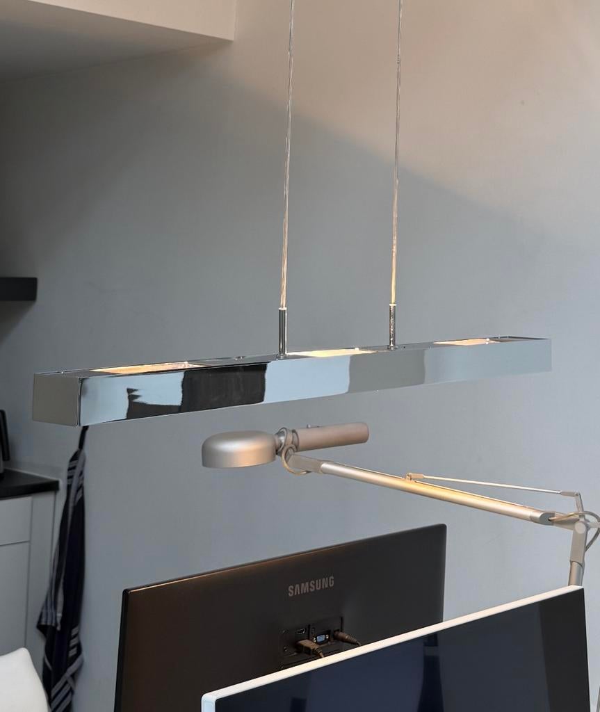 Hanglamp, chroom, Decor Walther, Ophalen, Zo goed als nieuw, Glas, 75 cm of meer