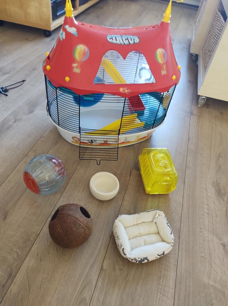 Feepladt circus fun hamsterkooi met 5 extra accessouires, Kooi, Minder dan 75 cm, Hamster, Ophalen