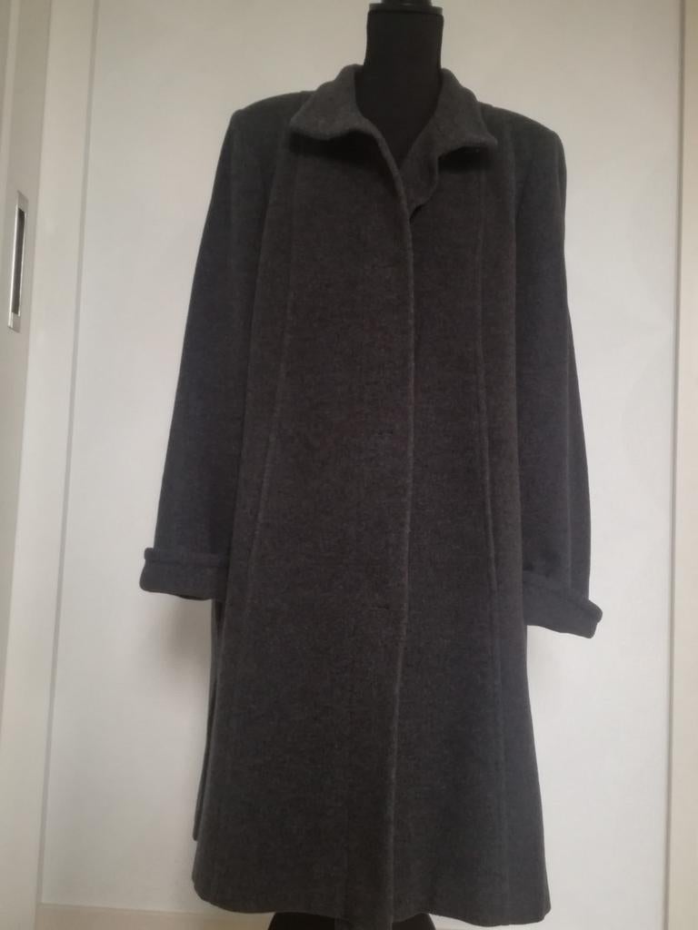 Vintage Cashmere Wollen Mantel XL 42, Ophalen of Verzenden, Zo goed als nieuw, Maat 42/44 (L), Grijs