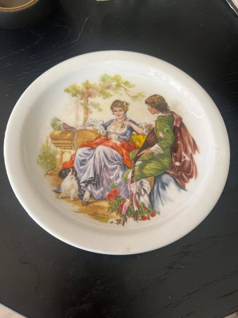 Schattig vintage Royal Schwabap sierbordje met tafereel, Ophalen of Verzenden