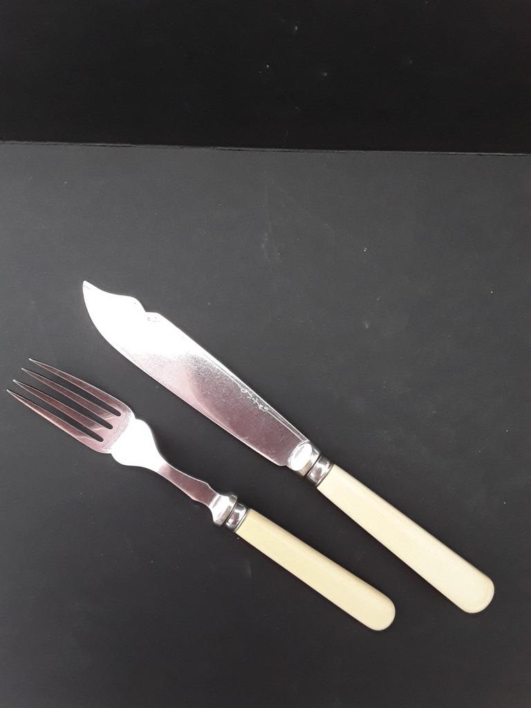 Verzilverd 12 delig visbestek, Ophalen of Verzenden, Zo goed als nieuw, Zilver