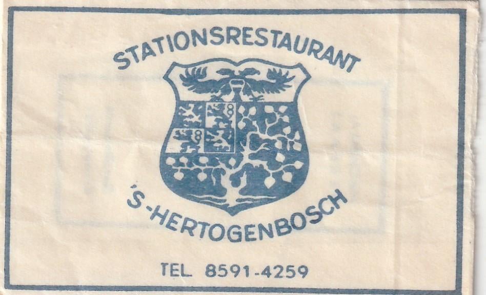 Suikerzakje #803 : Stationsrestauratie 's Hertogenbosch, Verzamelen, Verzenden, Nederland