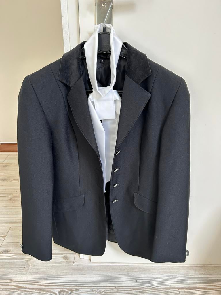 Paardrij zwarte wedstrijd colbert met plastron, Dieren en Toebehoren, Ophalen, Zo goed als nieuw, Dressuur, Overige typen