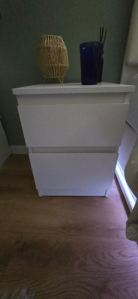 IKEA nachtkastje met 2 lades - wit, Ophalen, Gebruikt, Minder dan 45 cm, Minder dan 55 cm