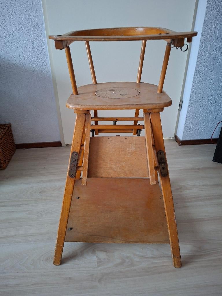 originele houten vintage kinderstoel , jaren 50, Antiek en Kunst, Curiosa en Brocante, Ophalen