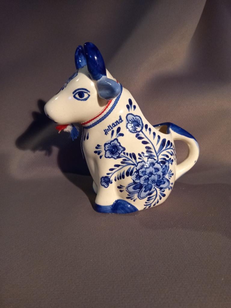 Vintage Delfts blauw koe handgeschilderd melkkannetje, Ophalen of Verzenden, Zo goed als nieuw, Dier