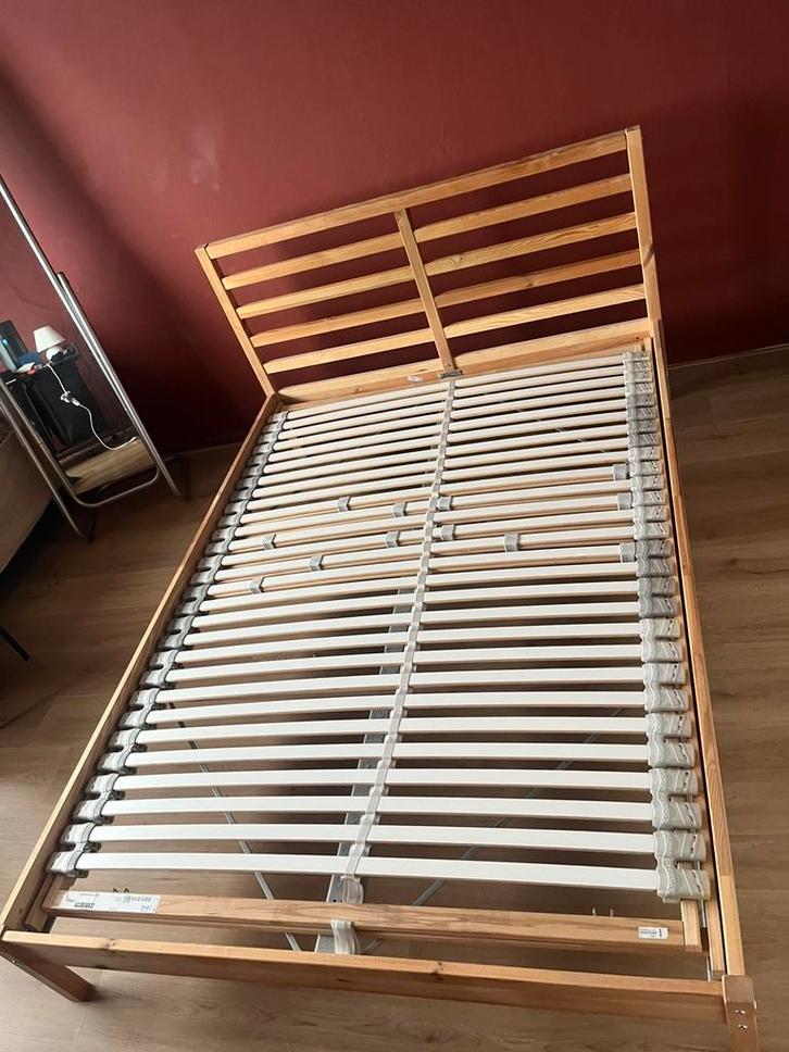 Ikea bed tarva, Huis en Inrichting, Slaapkamer | Bedden, Gebruikt, Tweepersoons, 160 cm, 200 cm, Hout, Wit, Verstelbaar, Ophalen