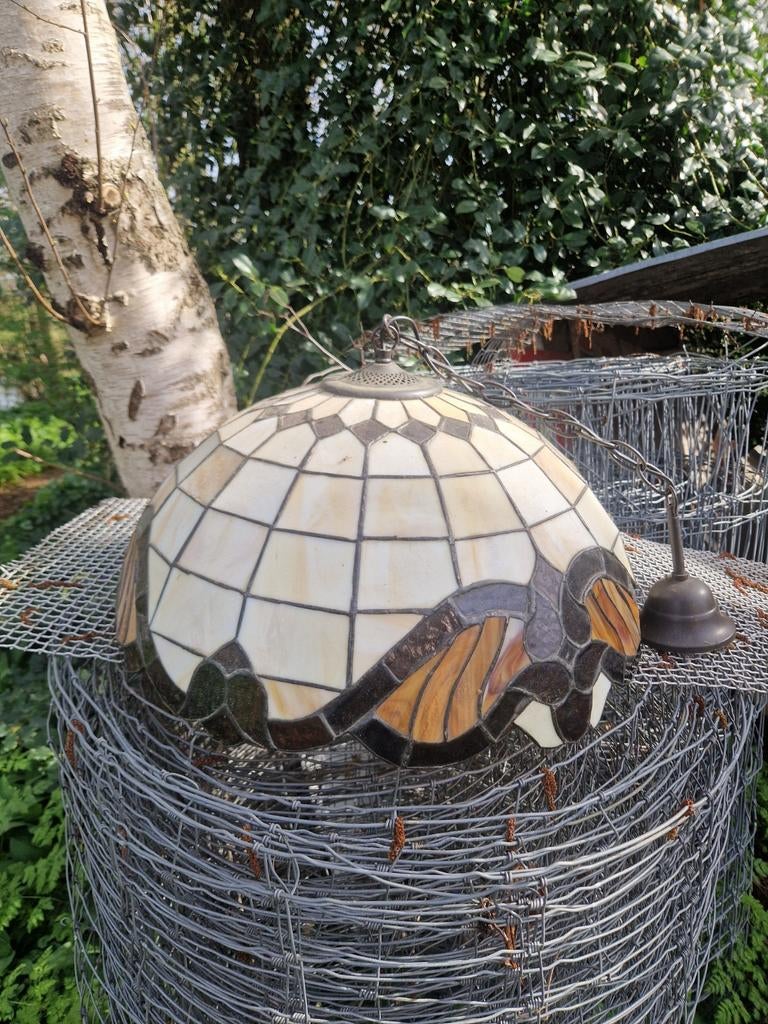 Originele Tiffany lamp - Hanglamp met glas-in-lood kap, Ophalen of Verzenden