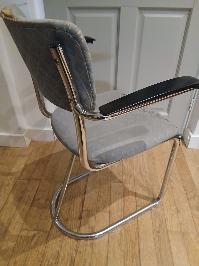 Buisframe chroom zwevend Gispen de Wit jaren 40 50 60 70??, Huis en Inrichting, Stoelen, Ophalen, Gebruikt, Wit, Overige materialen