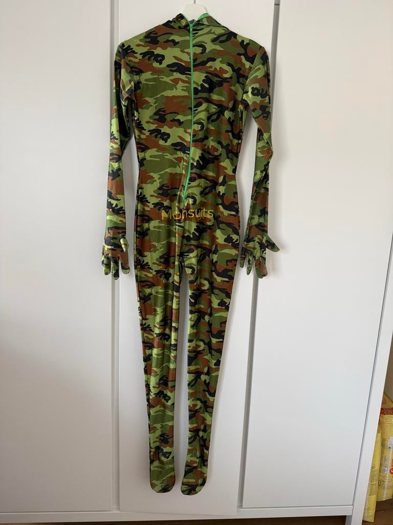 Camo Morphsuit - Maat S, Carnaval, Ophalen of Verzenden, Zo goed als nieuw, Kleding