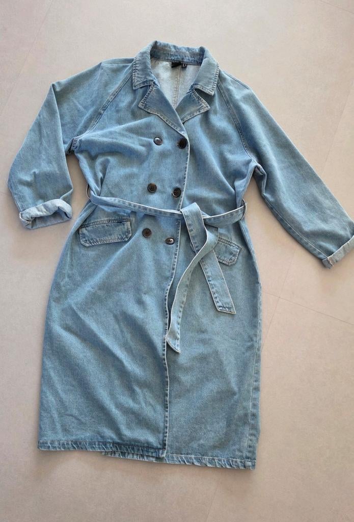 Vero Moda lange spijkerjas trenchcoat XL jas, Ophalen, Zo goed als nieuw, Blauw, W33 - W36 (confectie 42/44)