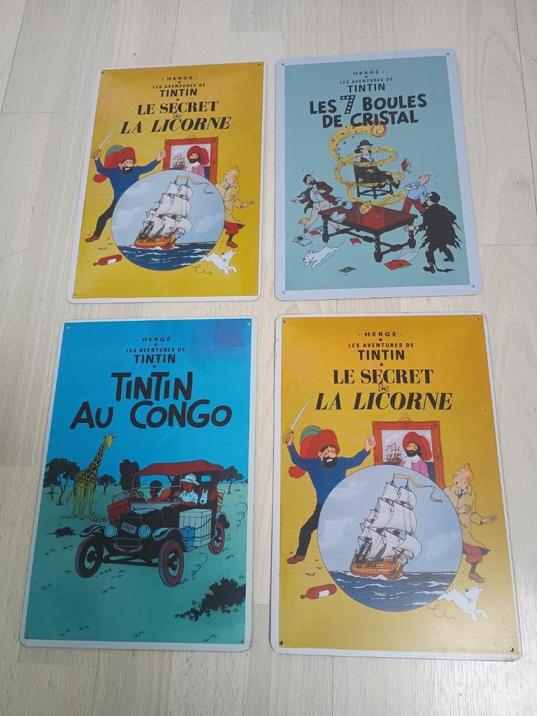 Kuifje wandplaten in hout en metaal, Ophalen of Verzenden, Kuifje, Beeldje of Figuurtje