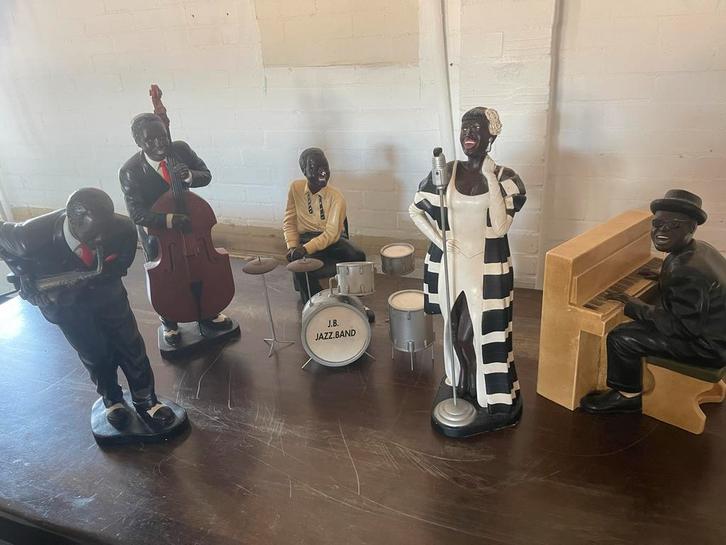 Beelden set Jazz Band 53cm hoogste, Verzamelen, Beelden en Beeldjes, Gebruikt, Mens, Ophalen of Verzenden