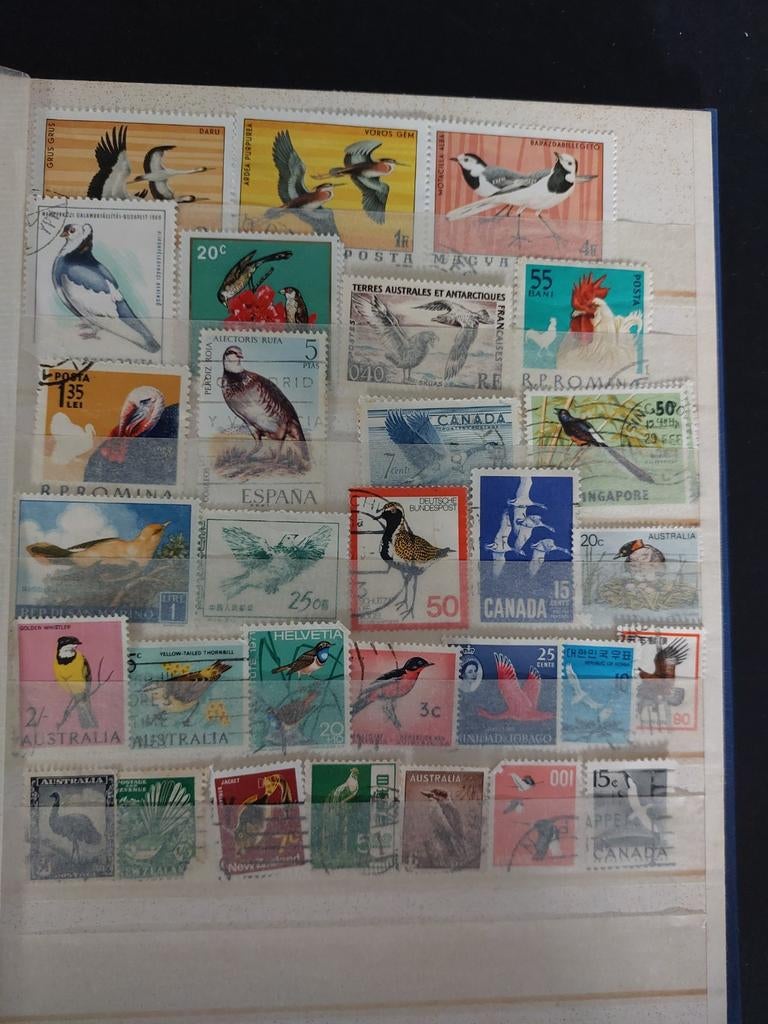 Verzameling dieren postzegels in klein album, Ophalen of Verzenden, Gestempeld, Dier of Natuur
