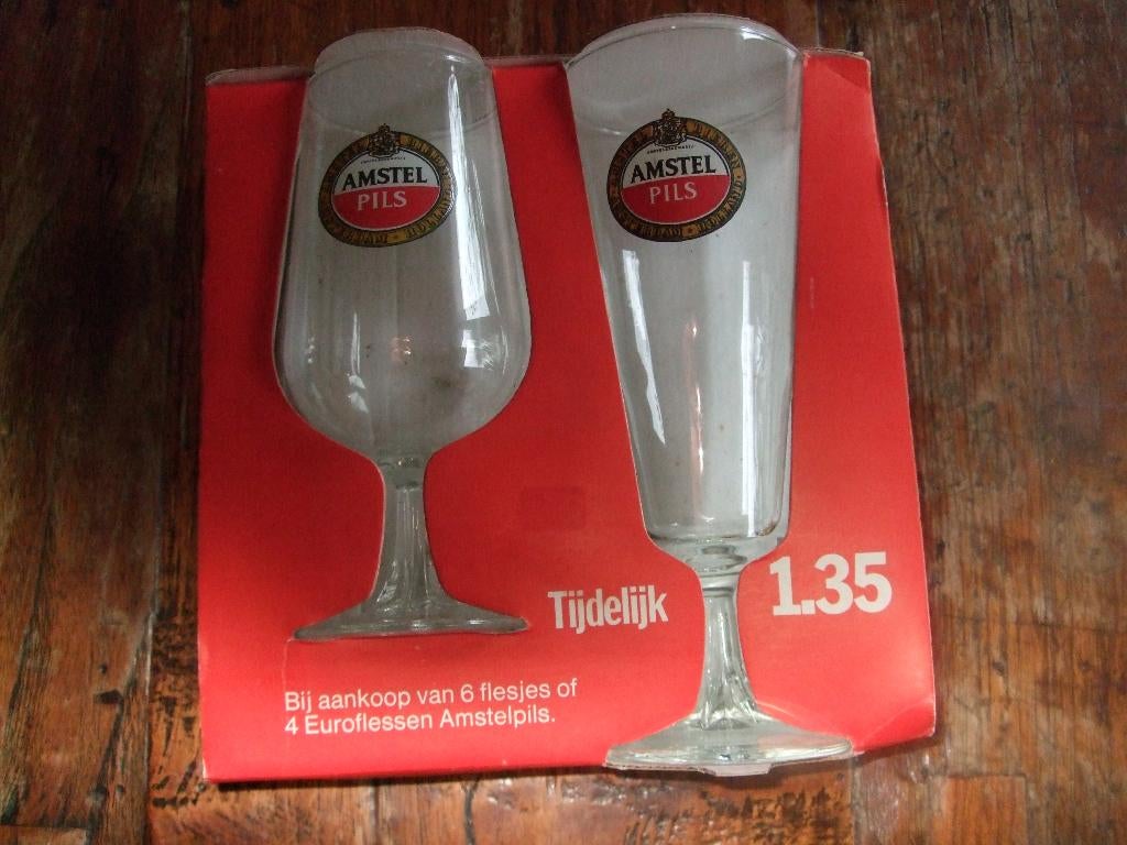 Amstel glazenset (nr.3) 2 stuks, Ophalen of Verzenden, Nieuw, Glas of Glazen, Amstel