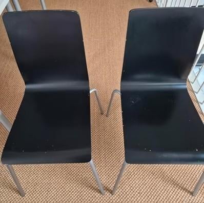 2 Ikea stoel Martin; zwart; metalen poten; stapelbaar, Ophalen, Gebruikt, Twee, Zwart