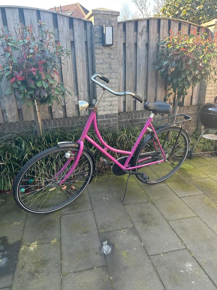Roze omafiets - opvallend en functioneel, Fietsen en Brommers, Fietsen | Dames | Omafietsen, Gebruikt, 53 tot 56 cm, Ophalen