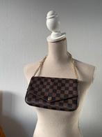 Stijlvolle schoudertas met ketting - Damier Ebene look, Ophalen of Verzenden, Zo goed als nieuw, Bruin, Schoudertasje