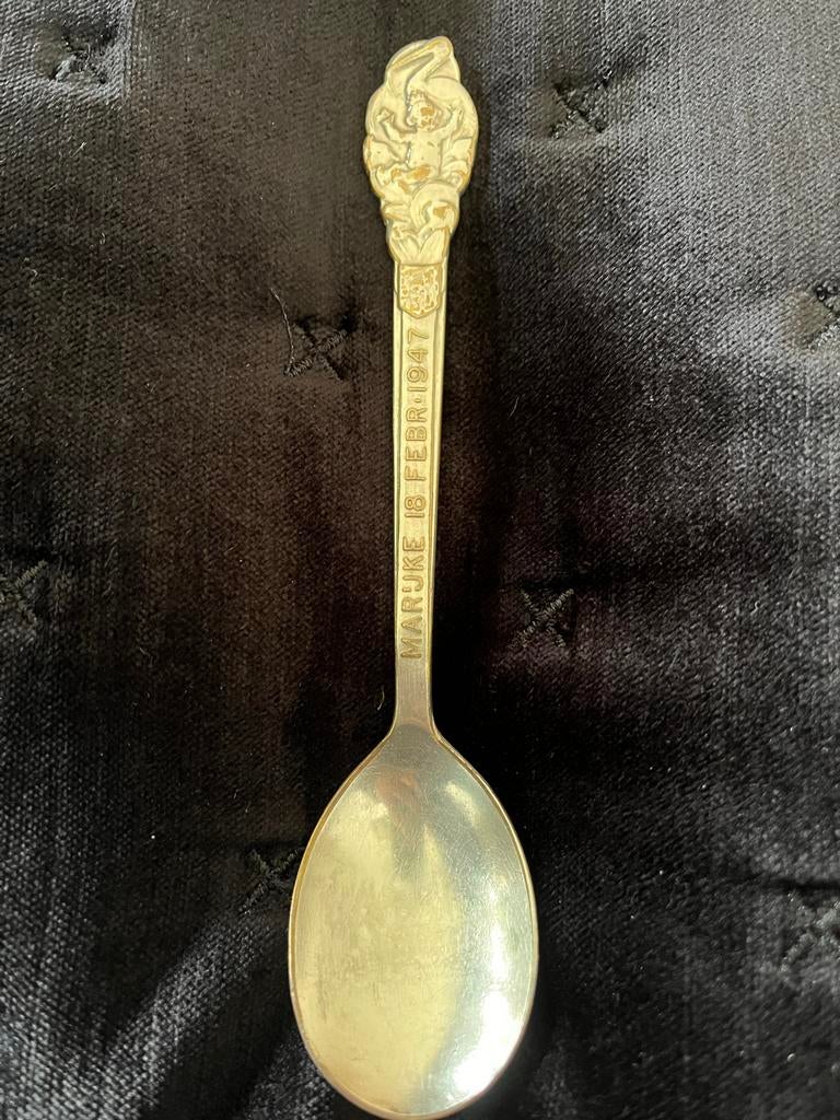 Vintage verzilverde Lepeltje  'Marijke 18 Febr 1947', Ophalen of Verzenden
