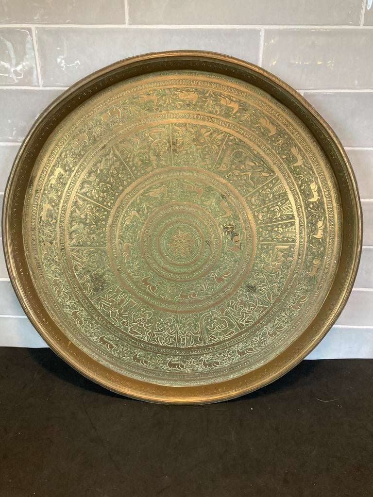 Koperen dienblad (200326c), Ophalen of Verzenden, Gebruikt, Rond, Overige materialen