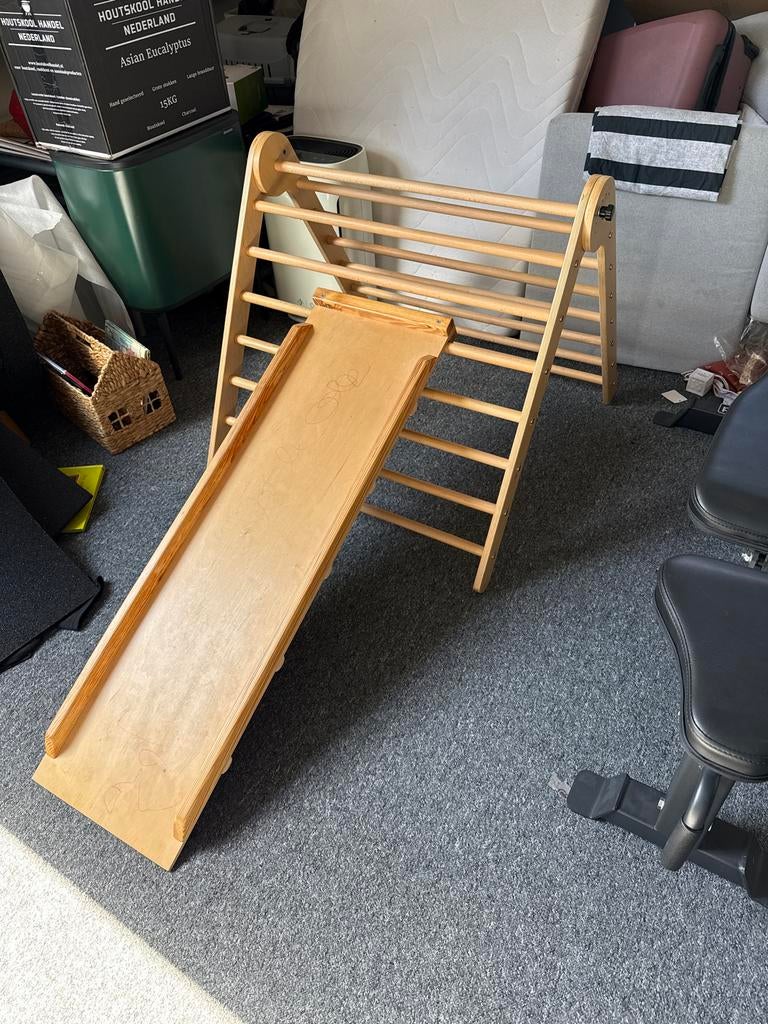 Houten Klimrek voor Kinderen, Kinderen en Baby's, Speelgoed | Buiten | Speeltoestellen, Ophalen, Gebruikt, Glijbaan