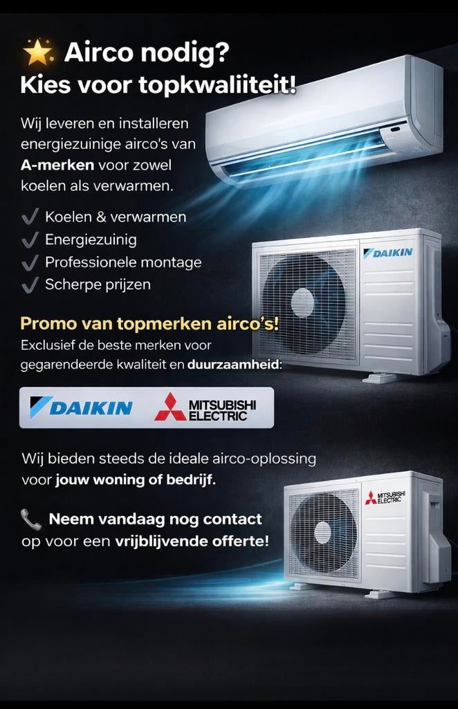 TOPMERKEN Airco’s nieuwe modellen smart inverter wifi …, Witgoed en Apparatuur, Koelen en Ontvochtigen, Timer, Nieuw, 3 snelheden of meer