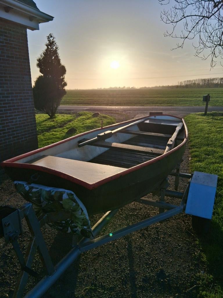 IJzeren schouw met trailer, Watersport en Boten, Ophalen, Gebruikt, Staal, Met aanhanger of trailer