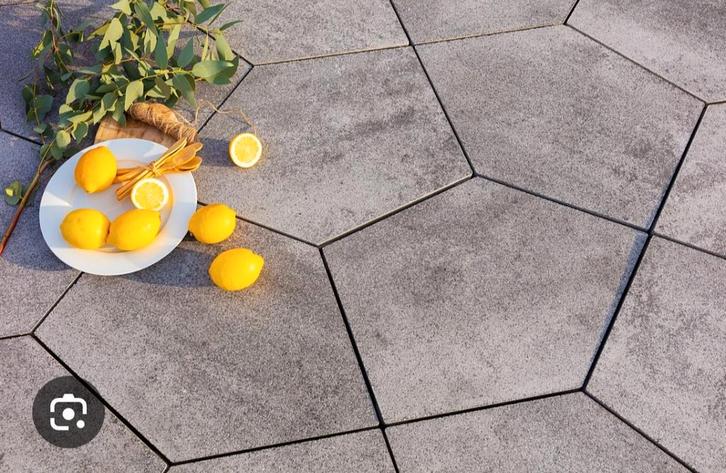 De Steenmeesters Geo Stretto Antraciet terrastegel (5hoek), Tuin en Terras, Tegels en Klinkers, Nieuw, Terrastegels, Beton, 5 tot 10 m²