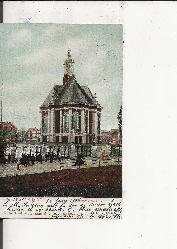Den Haag Spui Nieuwe Kerk 15 juni 1905, Ophalen of Verzenden, Voor 1920, Gelopen, Zuid-Holland