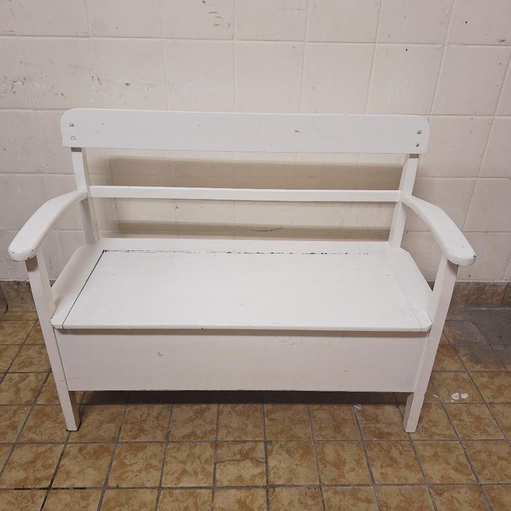 Vintage Wit Houten Bankje / Klepbankje voor Kinderen, Kinderen en Baby's, Ophalen, Gebruikt, -, -