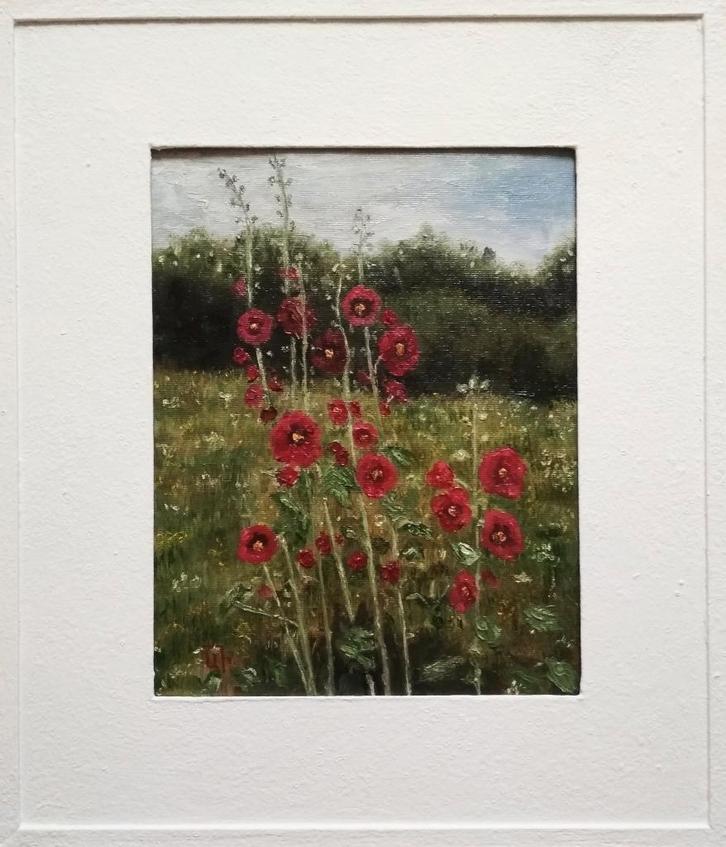 "Wild Mallow" Ingelijst schilderij, Antiek en Kunst, Kunst | Schilderijen | Modern, Verzenden