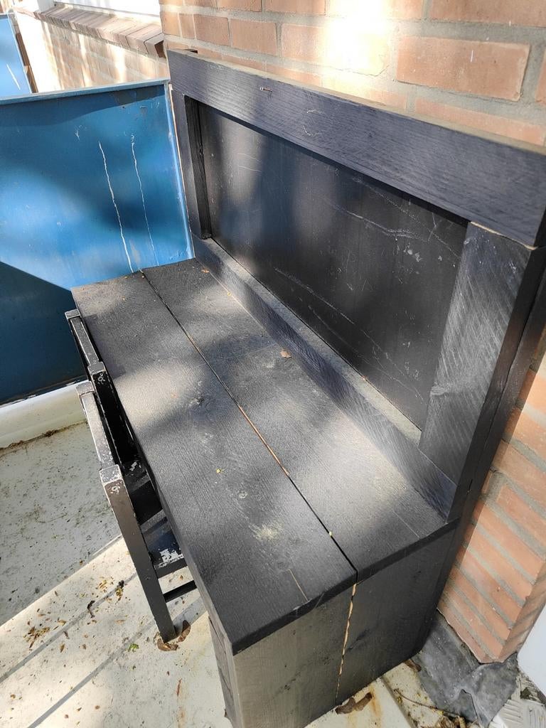 Steiger houten Bureau met Krijtbord & 2 IKEA Stoeltjes, Ophalen, Gebruikt, Hout, Kinderbureau